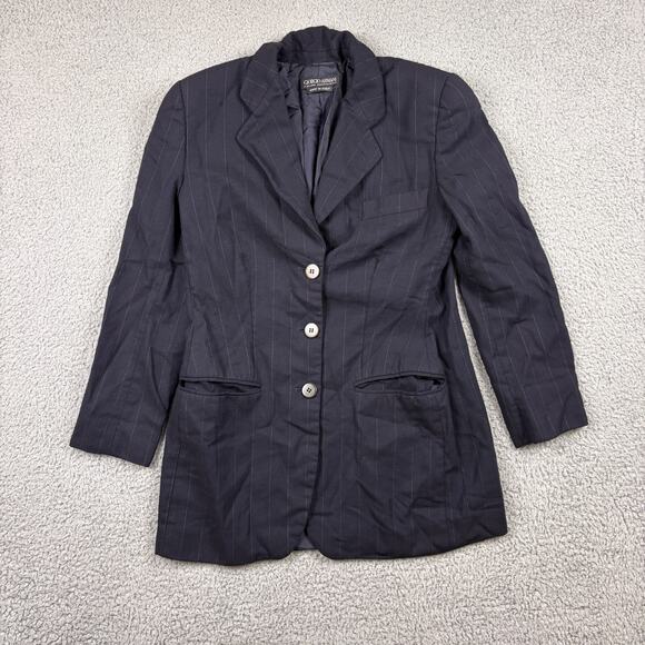 Giorgio Armani Jackets & Blazers - VTG Giorgio Armani Blazer Womens XS Blue Pinstripe Wool Italy Mainline READ